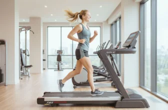 johanna testar att springa på löpbandet Sole Fitness F85