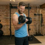 michael testar smartlock hammer 32 kg justerbara hantlar i en bicepscurl en man lyfter smartlock hammer 32 kg justerbara hantlar i en bicepscurl