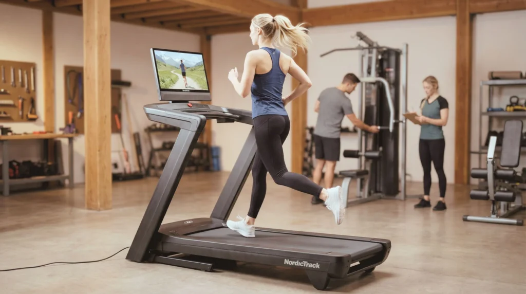 kvinna springer på löpbandet nordictrack c 2450