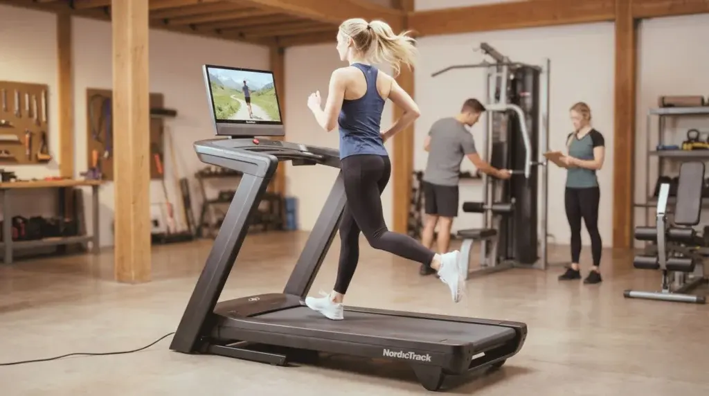 kvinna springer på löpbandet nordictrack c 2450