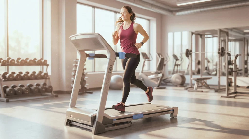 kvinna springer på löpbandet Master Fitness T20
