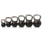 Gummibelagda kettlebells för styrketräning