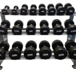 Hantelpaket gummi 10 par 2,5-30 kg med 3-våningsställ