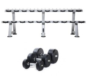 Hantelpaket gummi 20 par 2.5-50 kg med Recoil-ställ