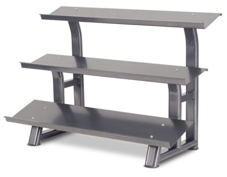 Hantelställ 3-vånings för hexagonhantlar i stål silver