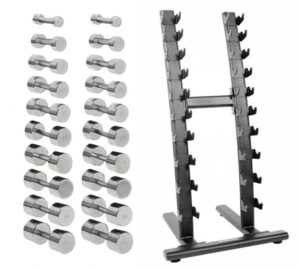 Kromhantelset 1-10 kg med stativ