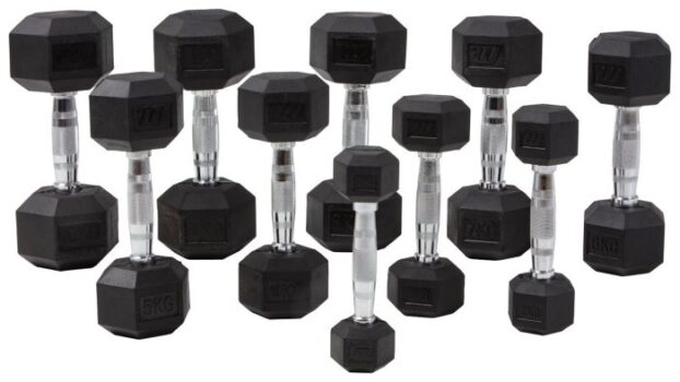 Master Fitness Hexagonhantel Gummi Svart 1-50 kg