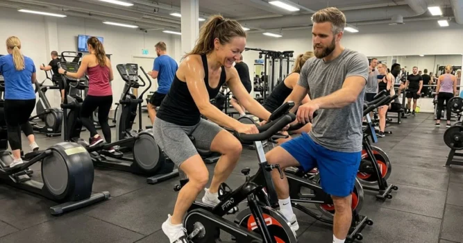 erfarna cyklister som testar gymstick FTR spinningcykel inför en recension
