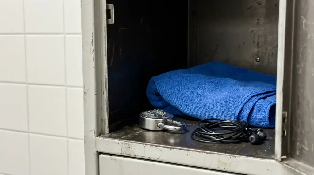 olika tillbehör att ta med sig i väskan till gymmet