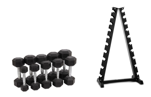 Hex hantelpaket 1-10 kg med ställ