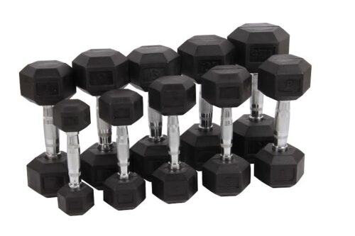 Hex manualsett 22,5-30 kg gummerade hantlar